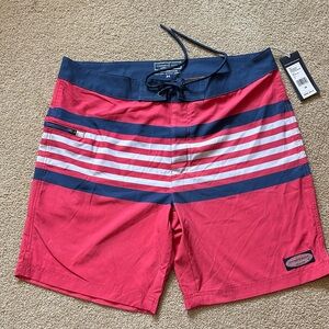 Vineyard Vines Red and Navy Striped Board Shorts